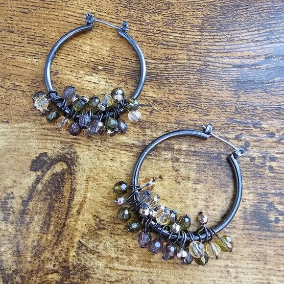 Coldwater Creek Ombre Sparkle Blue/Purple Crystal Hoop Earrings - Picture 1 of 3